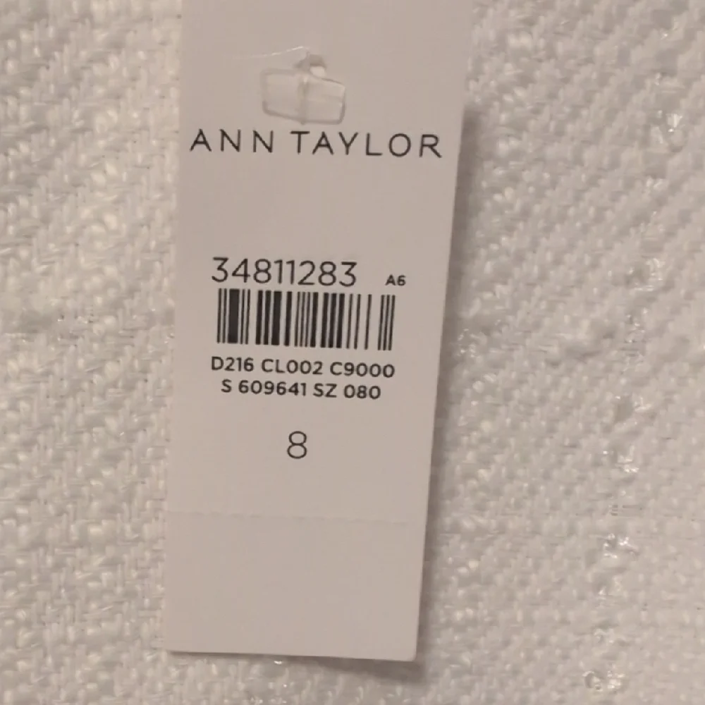 SALE White Ann Taylor Short Slv Tweed Dress w/ Black & Blue Trim - Picture 4 of 6